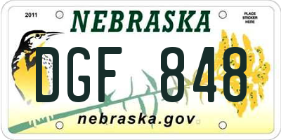 NE license plate DGF848