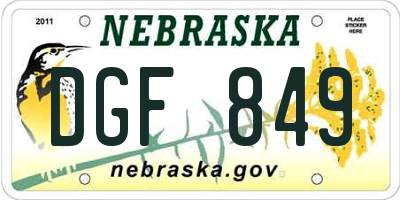 NE license plate DGF849