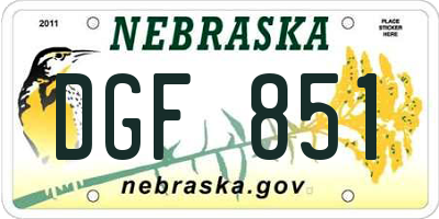 NE license plate DGF851