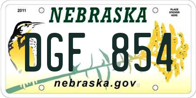 NE license plate DGF854