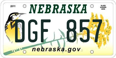 NE license plate DGF857