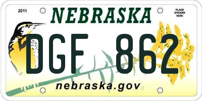NE license plate DGF862