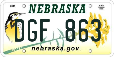 NE license plate DGF863