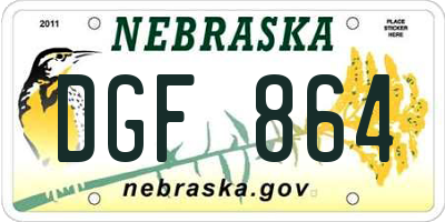NE license plate DGF864