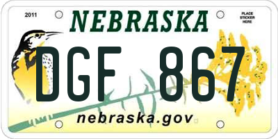 NE license plate DGF867