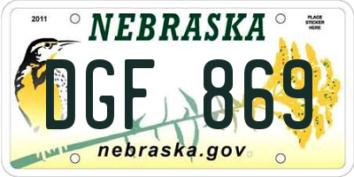 NE license plate DGF869