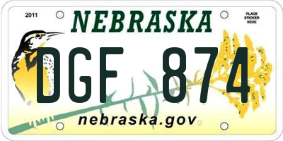 NE license plate DGF874