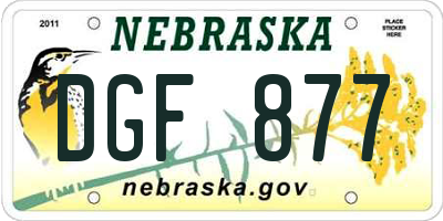 NE license plate DGF877