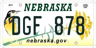 NE license plate DGF878