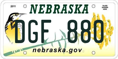 NE license plate DGF880
