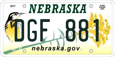 NE license plate DGF881