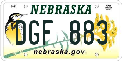 NE license plate DGF883