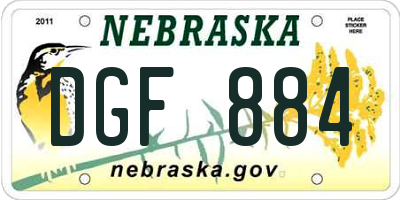 NE license plate DGF884