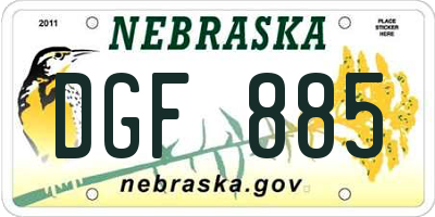 NE license plate DGF885