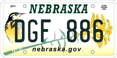 NE license plate DGF886