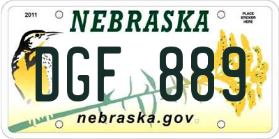 NE license plate DGF889