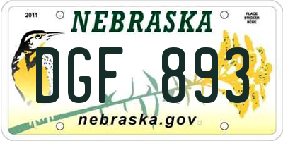 NE license plate DGF893