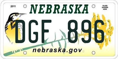 NE license plate DGF896