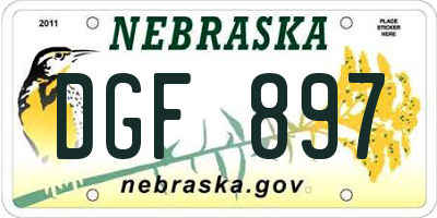 NE license plate DGF897