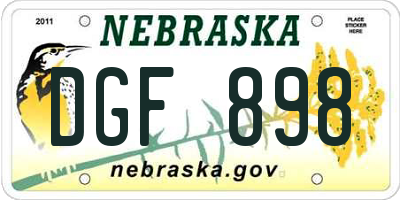 NE license plate DGF898