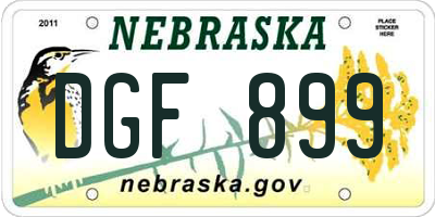 NE license plate DGF899