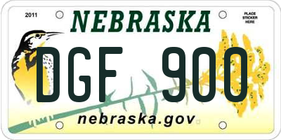 NE license plate DGF900