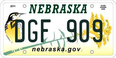 NE license plate DGF909