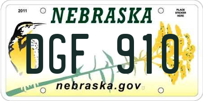 NE license plate DGF910