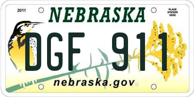 NE license plate DGF911
