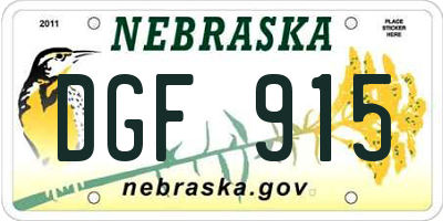 NE license plate DGF915