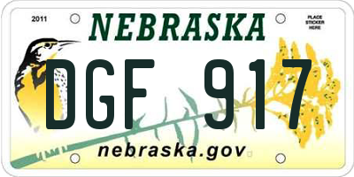 NE license plate DGF917