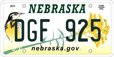 NE license plate DGF925
