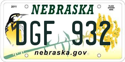 NE license plate DGF932