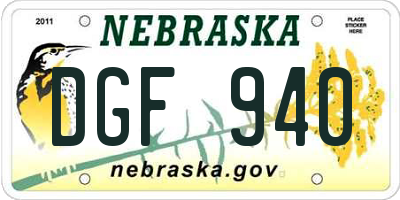 NE license plate DGF940