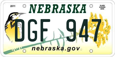 NE license plate DGF947