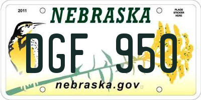 NE license plate DGF950