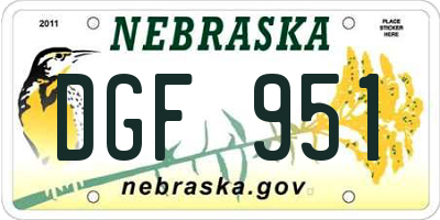 NE license plate DGF951