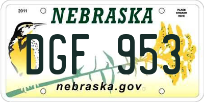 NE license plate DGF953