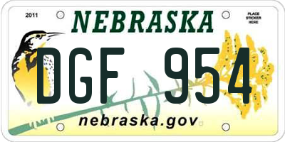 NE license plate DGF954