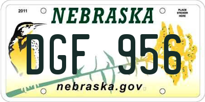 NE license plate DGF956