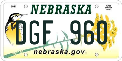 NE license plate DGF960