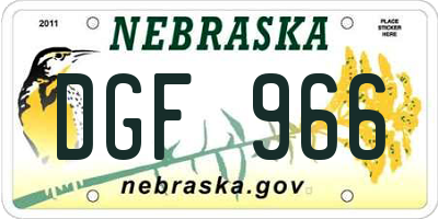 NE license plate DGF966