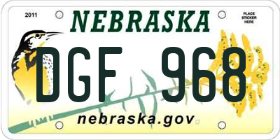 NE license plate DGF968