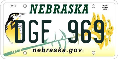 NE license plate DGF969