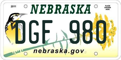 NE license plate DGF980