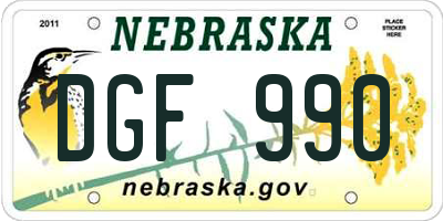 NE license plate DGF990