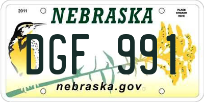 NE license plate DGF991
