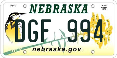 NE license plate DGF994