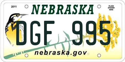 NE license plate DGF995