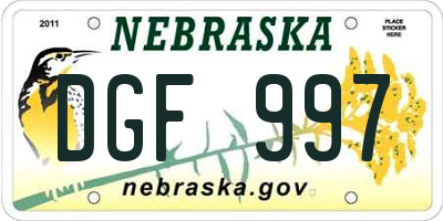 NE license plate DGF997